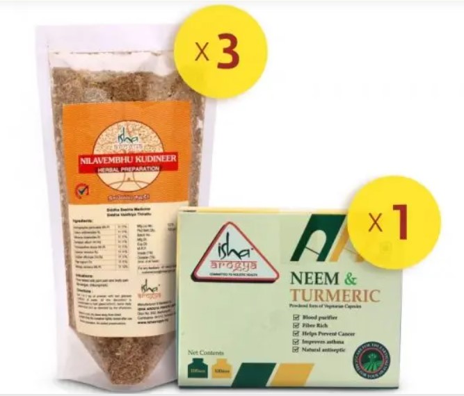 Isha Life Neem Turmeric capsule, Nilavmebu Kashayam Super Immune